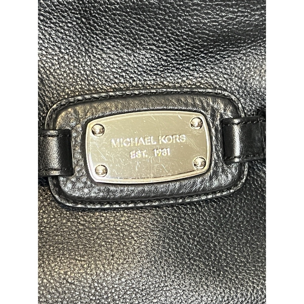 Michael Kors Black Pebble Leather Weekender Bag Luggage Satchel Bag Tote 16 x 13 - Picture 4 of 16
